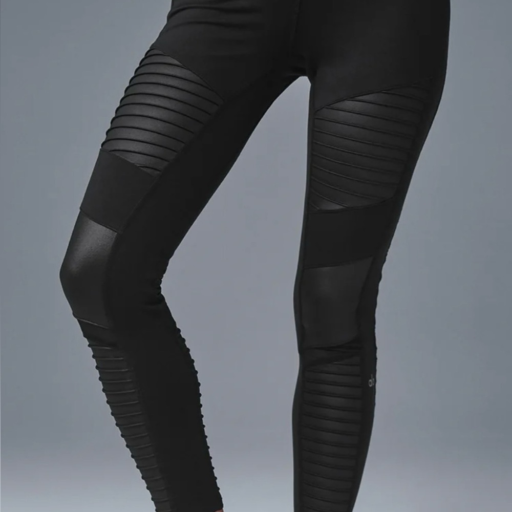 Alo yoga moto leggings xs extra small motorcycle black